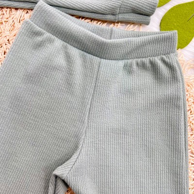 Conj. Jaqueta com Flores Bordadas no Bolsinho e Calça Ribana - Verde